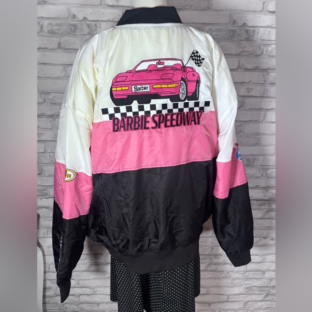 Pacsun x Barbie Black White Pink Quilted Racer Motorcycle Jacket - Picture 7 of 16